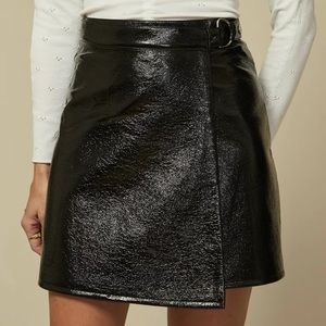 NWT Goldie Black Patent Wrap Skirt